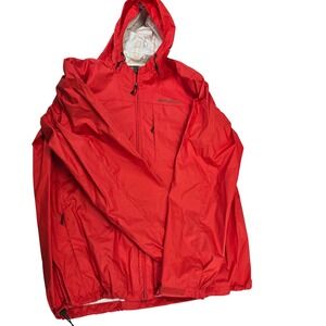 Eddie Bauer Mens Weatheredge Red Hooded Lightweight Rain Jacket Coat